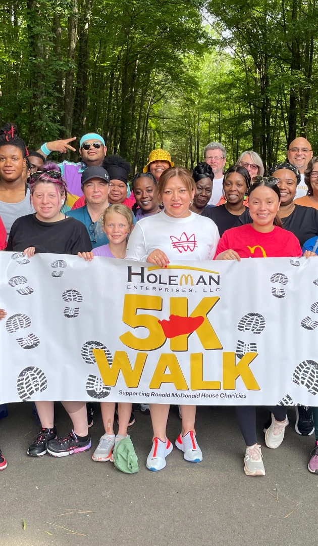 McDonalds partners with a group or runners for a charity 5k event