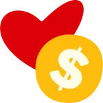 Hand drawn icon of money with heart